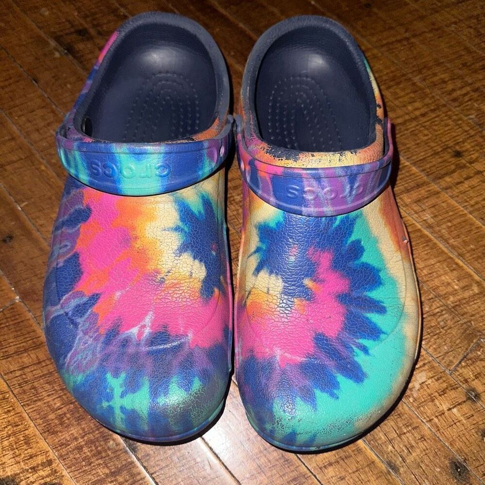 Crocs rubber washable nursing ortho tie dye 11 clogs